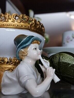 Vintage Karl Ens Germany Porcelain Boy with Flute Figurine - AS IS / Finger READ
